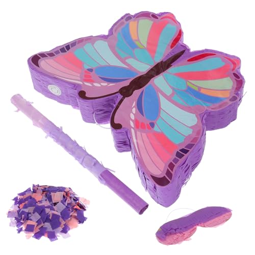 Mikikit 1 Satz Pinata Mit Schmetterlingsmotiv Schmetterlings-piñata Mädchen Piñata Schmetterlingspinata Schmetterlingspartyzubehör Pinata- Pinatas Piñata Mit Stock Papier von Mikikit