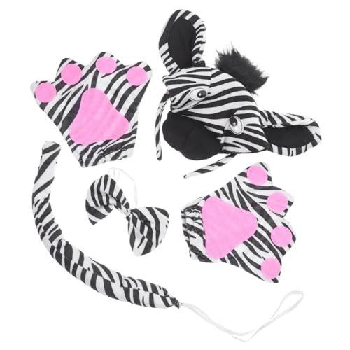 Mikikit 1 Satz Zebra in Haarband Gekleidet Cosplay -accessoires Party-kopfschmuck Karnevalskopfschmuck Für Damen Karnevals-kopfbedeckungen Für Frauen Lustige Handschuhe Zebra-zubehör Stoff von Mikikit
