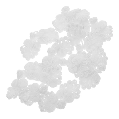 Mikikit 10 Paar Chinesische Knoten Knöpfe Handgefertigt für DIY Nähen Froschverschluss Knöpfe Cheongsam Hanfu Strickjacke Kostüm Bekleidung Zubehör Weiß Mikikit 10 Paar Chinesische Knoten Knöpfe Handgefertigt für DIY Nähen Froschverschluss Knöpfe Cheongsam Hanfu Strickjacke Kostüm Bekleidung Zubehör Weiß von Mikikit
