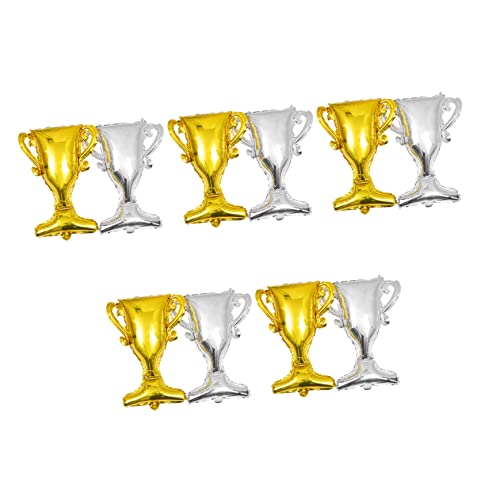 Mikikit 10 Stück Ballon abschlussfeier abschlussgeschenk Feierdekoration balongas Trophäenform dekoration party Helium Hallo Partyzubehör Dekorationen Hochzeit Grün Aluminiumfolie Silver von Mikikit