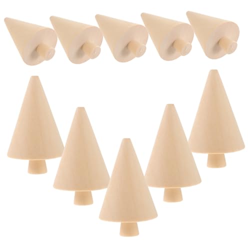 Mikikit 10 Stück Teiliges DIY Holz Weihnachtsbaum aus Naturbelassenem Holz Kleine Tannenbäume und Eicheln Bemalbar Langlebig und Vielseitig für Bastelprojekte Weihnachtsdeko und von Mikikit