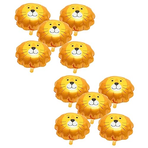 Mikikit 10 Stück Teiliges Lion Head Folienballon Lebendige Cartoon Dekoration Langlebig und Reißfest für Dschungel Motto Geburtstagsfeiern und Party Layouts Sichere Aluminiumfolie von Mikikit