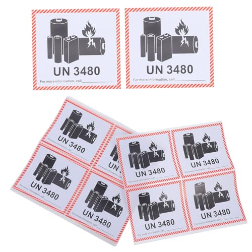 Mikikit 100 Blatt Selbstklebende Lithiumbatterie Warnetiketten Feuerfeste Transportaufkleber Langlebige Sicherheitskennzeichnung für Batterieversand Mikikit 100 Blatt Selbstklebende Lithiumbatterie Warnetiketten Feuerfeste Transportaufkleber Langlebige Sicherheitskennzeichnung für Batterieversand von Mikikit