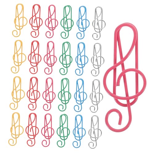 Mikikit 100 Stück Bunte Büroklammern Musiknotenform Kreative Papierklammern aus Robustem für Dokumentenfixierung Dekorative Schreibwaren für Büro und Bastelpapier von Mikikit