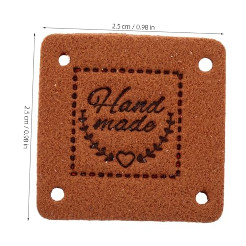 Mikikit 100 Stück Handgefertigte Bunte Quadratische Suede Labels mit Prägung Atmungsaktiv und Weich zum Annähen für Kleidung Stricken Häkeln DIY Nähzubehör von Mikikit