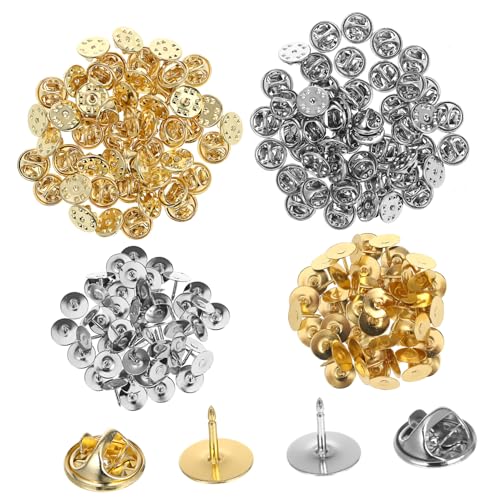 Mikikit 100Paare Kupplungsstift Rückseiten Schmetterlings Krawattennadeln Pin Verriegelungen für Schmuckherstellung Basteln Anstecknadeln und Badges Langlebig und Einfach von Mikikit
