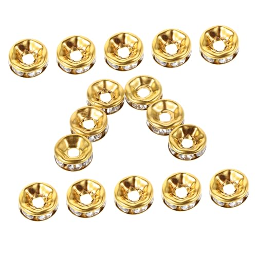 Mikikit 100Stücke Strass Abstandsperlen Vergoldete Kristall Abstandsperlen für DIY Schmuckherstellung Große Lochperlen für Armbänder Mikikit 100Stücke Strass Abstandsperlen Vergoldete Kristall Abstandsperlen für DIY Schmuckherstellung Große Lochperlen für Armbänder von Mikikit