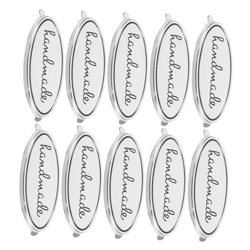 Mikikit 10Stücke Ovale Zinklegierungs Etiketten Handgefertigte Metallanhänger für Taschen Kleidung und DIY Bastelarbeiten Unterlegscheiben für Einfache Montage und Elegantes von Mikikit