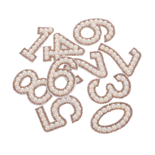 Mikikit 10Stücke Strassnummer Patches zum Aufbügeln Funkelnde Perlen Applikationen für DIY Kleidung T Shirts Röcke und Kleider von Mikikit