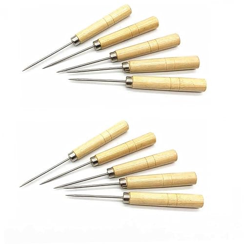 Mikikit 10Stücke Teiliges Holzgriff Ahle Pick Nadel Modellierwerkzeug für Kuchendekoration und Papier Quilling Präzises Markieren von Mustern für DIY Bastelprojekte von Mikikit