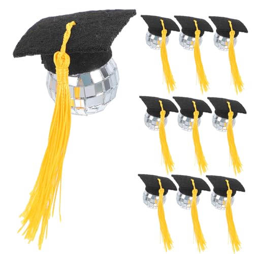 Mikikit 10pcs Abschlussfeier Cupcake Dekorationen Disco Ball Quasten Cap Toppers Dekore Für Absolventen Feierlichkeiten Easy DIY -kuchen Dekore von Mikikit