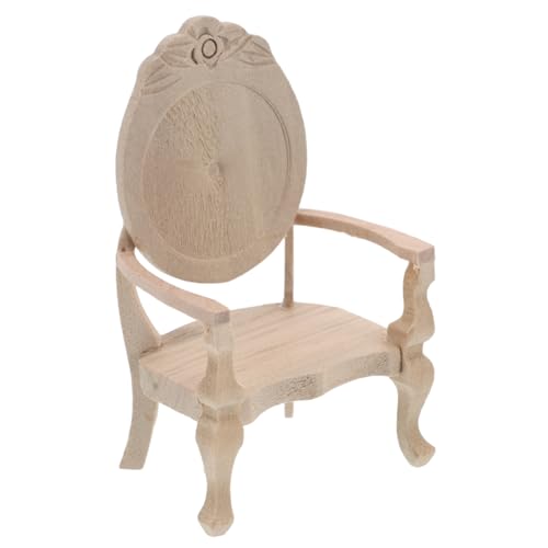 Mikikit 12 Retro Kleiner Stuhl Zubehör Für Puppenhäuser Mini-puppenmöbel Mini-stuhlverzierung Puppenhaus-schlafzimmermöbel Puppenstubenstuhl Aus Holz Miniaturhauszubehör Hölzern Beige von Mikikit