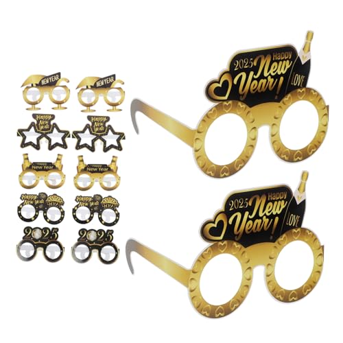 Mikikit 12 Stück Schwarzgoldene Papierbrille Spaß Dekorationen Gläser Für Die Party Fotobrille 2025 Brille Neujahr Partypapiergläser Rave Foto-requisiten Für Das Neue Jahr von Mikikit