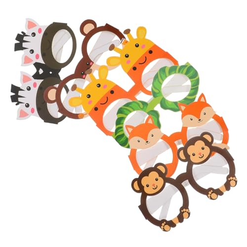 Mikikit 12 Stück Teiliges Dschungel Tier Partybrillen aus Papier Leichte Kindergeburtstag Mitgebsel mit Cartoon Tiermotiven Komfortable Foto Requisiten für Wald Mottopartys und von Mikikit