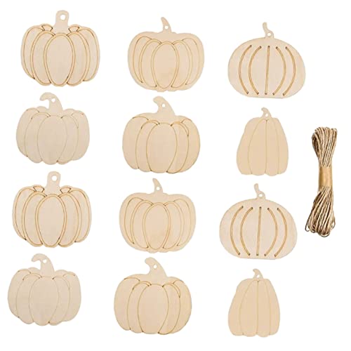 Mikikit 12 Stück Teiliges Holz Dekoschilder Kürbisform Herbstliche Türanhänger Thanksgiving Dekoration Langlebig für Wohnzimmer Kinderzimmer Festtagsdekoration Rustikal Elegant von Mikikit