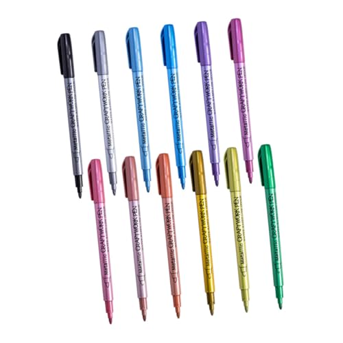 Mikikit 12 Stück Teiliges Metallic Paint Marker Langlebige Weiche Nylonspitze Schnelltrocknend und Praktisch für DIY Malerei und Kunstprojekte Leicht zu Greifen für Künstler und Bastler Mikikit 12 Stück Teiliges Metallic Paint Marker Langlebige Weiche Nylonspitze Schnelltrocknend und Praktisch für DIY Malerei und Kunstprojekte Leicht zu Greifen für Künstler und Bastler von Mikikit