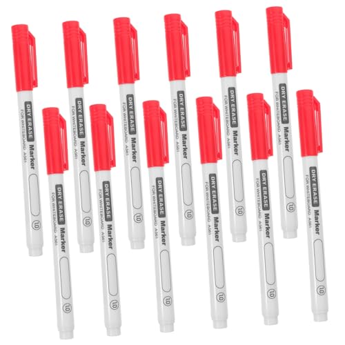 Mikikit 12 Stück Teiliges Whiteboard Marker Abwischbar Spitze Trockene für Lehrer Büro Schule und Zuhause Glattes Schreiben Langlebig Einfach zu Löschen Rote Marker von Mikikit