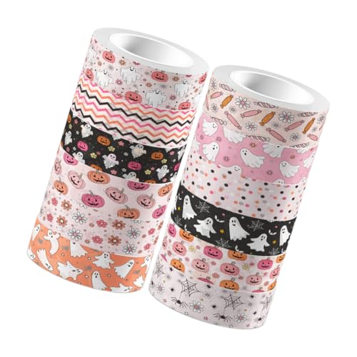 Mikikit 12Rollen Halloween Washi Klebeband Set mit Gruseligen Kürbis und Gespenster Mustern für DIY Scrapbooking Dekorationen und Bastelprojekte zu Halloween von Mikikit