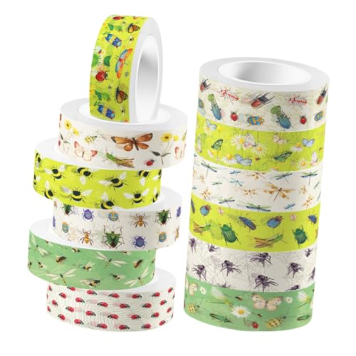Mikikit 12Rollen Washi Tape mit Insektendrucken Dekoratives DIY Klebeband für Scrapbooking Planer und Projekte Selbstklebend Leicht Abreißbar Mikikit 12Rollen Washi Tape mit Insektendrucken Dekoratives DIY Klebeband für Scrapbooking Planer und Projekte Selbstklebend Leicht Abreißbar von Mikikit