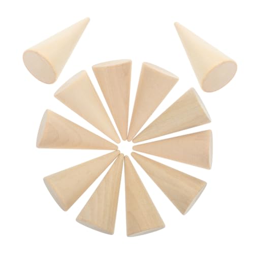 Mikikit 12Stücke DIY Holzkegel Ornamente Unfertige Naturholzkegel für Bastelprojekte Höhe für Wohnzimmergestaltung von Mikikit