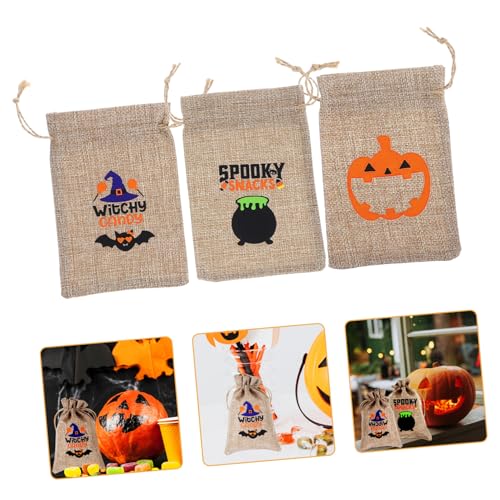 Mikikit 12Stücke Halloween Kordelzug Geschenktüten aus Jute Süßigkeitstüten für Party Goodie Bags Halloween Feiern und Mikikit 12Stücke Halloween Kordelzug Geschenktüten aus Jute Süßigkeitstüten für Party Goodie Bags Halloween Feiern und von Mikikit