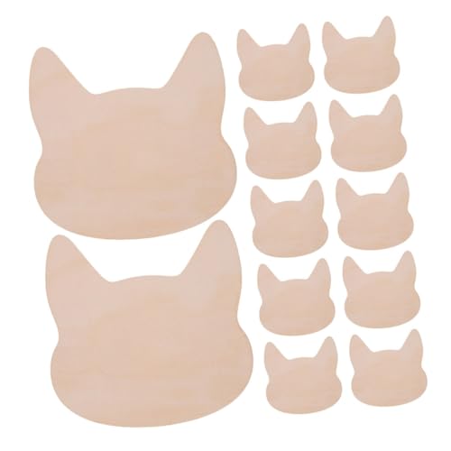 Mikikit 12Stücke Unbemalte Katzenkopf Holzausschnitte für DIY Projekte Langlebige Holzformen für Dekorieren Mikikit 12Stücke Unbemalte Katzenkopf Holzausschnitte für DIY Projekte Langlebige Holzformen für Dekorieren von Mikikit