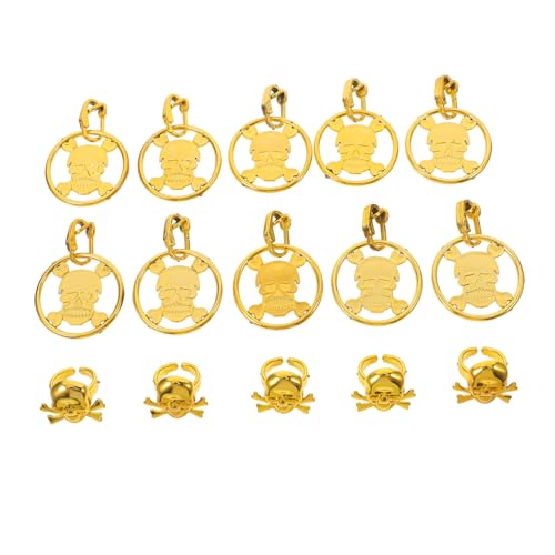 Mikikit 1Satz Piratenkostüm Zubehör Vintage Ringe und Ohrringe für Halloween Teiliges aus Dekorativen Fingerringen und Ohrringen und Erwachsene Party Accessoire Mikikit 1Satz Piratenkostüm Zubehör Vintage Ringe und Ohrringe für Halloween Teiliges aus Dekorativen Fingerringen und Ohrringen und Erwachsene Party Accessoire von Mikikit