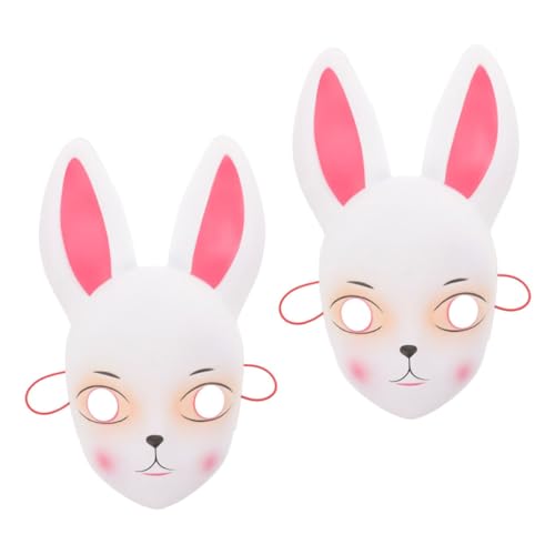 Mikikit 2 PC Bunny Mask Long Ohrs Bunny Mask Frauen Maskerade Kaninchenmaske Für Kinder Mädchen Ostern Halloween Party Kostümzubehör von Mikikit