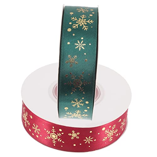 Mikikit 2 Rollen Weihnachtsschleifen Strapazierfähige Geschenkband Weihnachtsdeko Satinbänder DIY Bastelband Festlich Grün mit Schneeflockenmuster für Weihnachtsfeier und Mikikit 2 Rollen Weihnachtsschleifen Strapazierfähige Geschenkband Weihnachtsdeko Satinbänder DIY Bastelband Festlich Grün mit Schneeflockenmuster für Weihnachtsfeier und von Mikikit