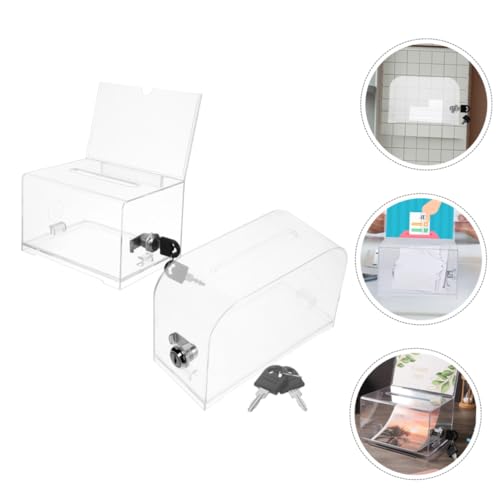 Mikikit 2 Sätze Trading Card Storage Box Acryl Spardose mit Schlitz und Schloss Abschließbare Spendendose für Events Vielseitig Nutzbar als Geldbox und Visitenkartenhalter Transparent von Mikikit