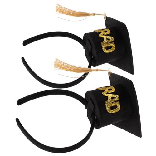 Mikikit 2 Stück Abschluss Stirnband College-abschlussdekorationen Partyhut Stirnband Graduiertenmütze-stirnband Abschluss Bachelor Cap Dekoration Abschluss Zubehör Plüschstoffe Black von Mikikit