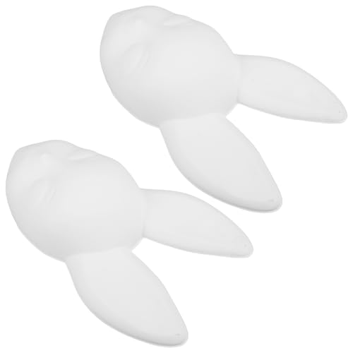Mikikit 2 Stück Hasenmaske Hasen-Maskerade-Maske Tier-Halbgesichtsmasken Kaninchen DIY zubehör unfertiges Maskenset tierische Maske Tier-Maskerade-Maske PVC Weiß von Mikikit