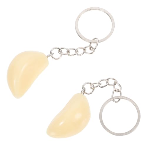 Mikikit 2 Stück Knoblauchmodell Künstlicher Gemüse Knoblauch Schlüsselring Knoblauch Schlüsselanhänger Knoblauch Ornament Mini Lebensmittel Schlüsselanhänger Lebensmittel Imitation von Mikikit