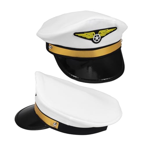 Mikikit 2 Stück Pilotenmütze Piloten Flugmütze Fluglinienpilot Cosplay Mütze Anziehmütze Pilotenkapitän Mütze Partykostüm Zubehör Kostümmütze Bühnenauftrittsmütze Stoff von Mikikit