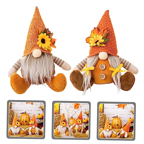 Mikikit 2 Stück Teiliges Niedliche Erntedank Deko mit Sonnenblume Handgefertigte Gesichtslose Stoffpuppe Vielseitige Herbst Deko für Tisch Fenster und Wohnzimmer von Mikikit
