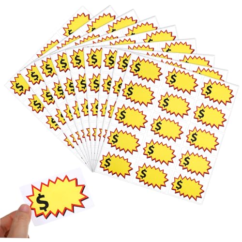 Mikikit 20 Blatt Aufkleber mit Beschreibbarer Oberfläche Sichtbare Verkaufsetiketten für Garage Supermarkt Preisbeschilderung Selbstklebend Leicht Anzubringen Mikikit 20 Blatt Aufkleber mit Beschreibbarer Oberfläche Sichtbare Verkaufsetiketten für Garage Supermarkt Preisbeschilderung Selbstklebend Leicht Anzubringen von Mikikit