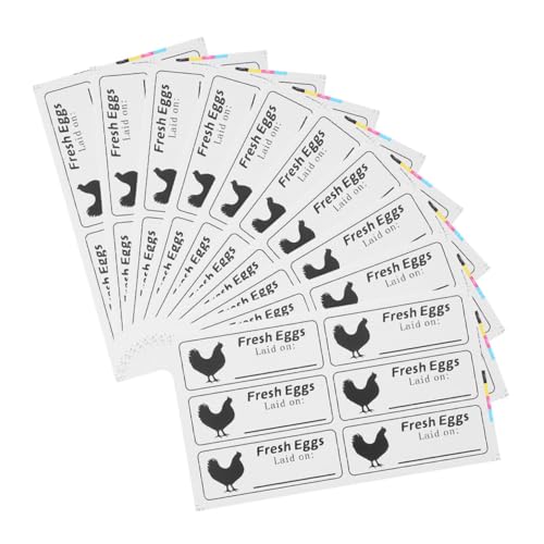 Mikikit 20 Blatt Etikett mit dem Datum des Eierkartons Food Date Labels Datumetiketten Kartonetiketten Eierstäbchen Lebensmittelbehälteretiketten Frische Eier vom Bauernhof Aufkleber von Mikikit