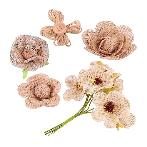 Mikikit 20 Stück Teiliges Set Handgefertigte Juteblumen Natürliche Leinenrosen für DIY Bastelarbeiten Vielseitige Weihnachtsdekoration Geeignet für Schuhe Hüte Geschenkkartons und von Mikikit