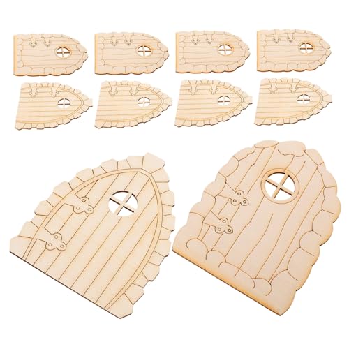 Mikikit 20Stücke Unvollendete Feentüren Holz Dekorative Gartendekoration für Innen und Außenbereich für DIY Projekte und von Mikikit