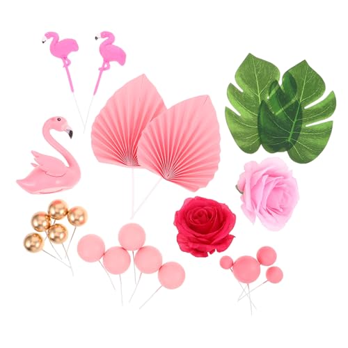 Mikikit 23 Stück Kuchendekorationen zum Thema Strand Hawaiianische Partydekorationen Hawaii-Partydekorationen hawaiianische dekorationen Tropische Dekorationen Schaum Rosa von Mikikit