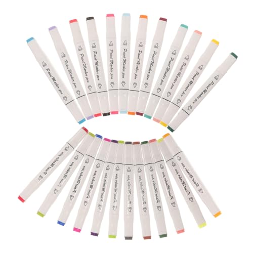 Mikikit 24 Stück Teiliges Aquarell Paint Marker Doppelseitige Wasserfarben Stifte Feinspitz für Präzises Malen Stein Keramik Holz Kinderfreundlich Waschbar von Mikikit
