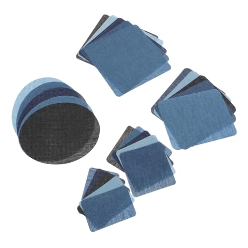 Mikikit 25 Stück Bügelflicken Jeans Patches zum Aufbügeln Selbstklebende Denim Appliques für Kleidung Reparatur und Dekoration Vielseitig Einsetzbar für Jacken Pullover und Hosen von Mikikit