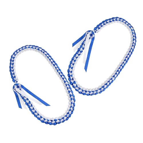Mikikit 2Stücke Graduation Lei Halskette Geflochtene Ehrenkordel für Abschlussfeier Handgefertigte Leis Halskette Zeremoniefarben Bequemes und Langlebiges Design für Absolventen von Mikikit