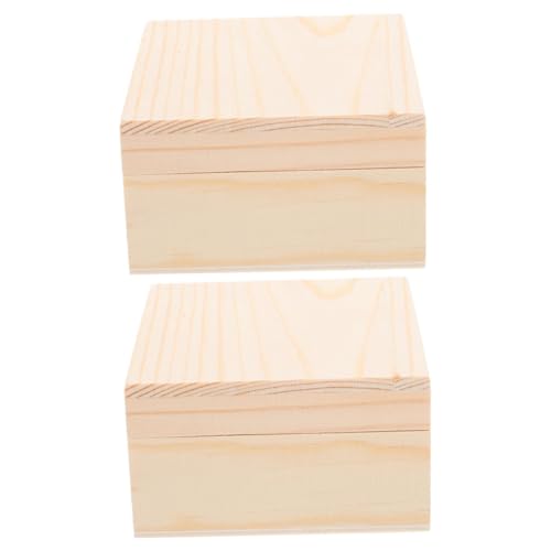 Mikikit 2Stücke Kiefernholz Schmuckschatulle mit Dekorative Aufbewahrungsbox für DIY Bemalung Holzbox für Büro Zuhause und Mikikit 2Stücke Kiefernholz Schmuckschatulle mit Dekorative Aufbewahrungsbox für DIY Bemalung Holzbox für Büro Zuhause und von Mikikit