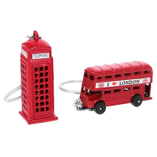 Mikikit 2Stücke Schlüsselanhänger mit Britischem Element Telefonzelle und Bus Stilvolle Taschenanhänger Souvenir und Dekorationsstück für England Mikikit 2Stücke Schlüsselanhänger mit Britischem Element Telefonzelle und Bus Stilvolle Taschenanhänger Souvenir und Dekorationsstück für England von Mikikit