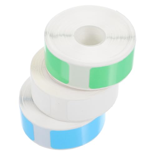 Mikikit 3 Rollen Thermopapier Etiketten Selbstklebend Blanko Aufkleber für Etikettendrucker Langlebig Farbig Sortiert Weiß Blau Grün für Büro Lager Preisetiketten und Organisation von Mikikit