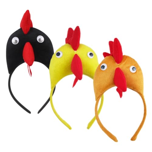 Mikikit 3 Stück Teiliges Hühner Stirnband Lustiger Hahn Haarreif Cartoon Kostüm für Ostern Karneval Party Foto Requisiten für Damen von Mikikit