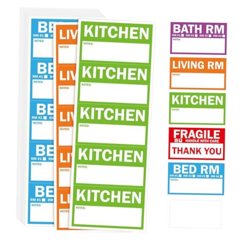 Mikikit 300 Stück Selbstklebende Blanko Etiketten Aufkleber Bunte Schreibbare Klebeetiketten Abreißbare Sortieretiketten Haftende Blank Labels für Büro Haushalt und DIY Designs Je von Mikikit