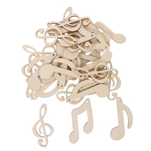Mikikit 30Stücke Musiknoten Holzscheiben zum Basteln Leere Holz Ausschnitte für DIY für Musikalische Partys und Projekte Vielseitig Einsetzbar von Mikikit