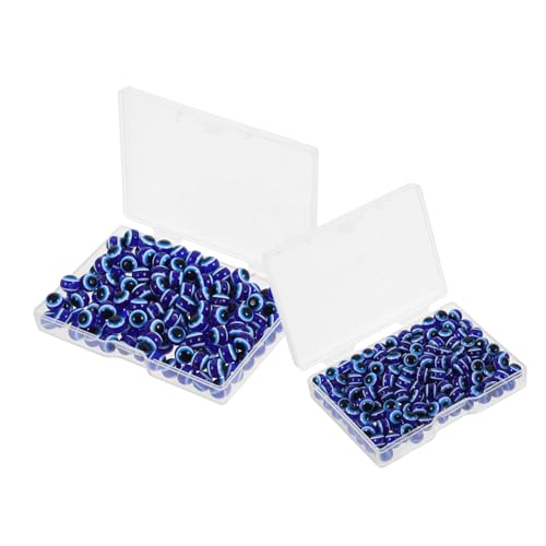 Mikikit 350Stücke Blaue Perlen mit Bösem Blick Handgefertigte Kunstharz Abstandshalter für DIY Armbänder und Ohrringe für Projekte Mikikit 350Stücke Blaue Perlen mit Bösem Blick Handgefertigte Kunstharz Abstandshalter für DIY Armbänder und Ohrringe für Projekte von Mikikit
